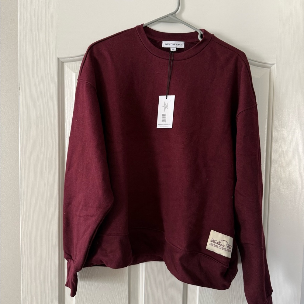 We Wore What Burgundy Crewneck Sweater